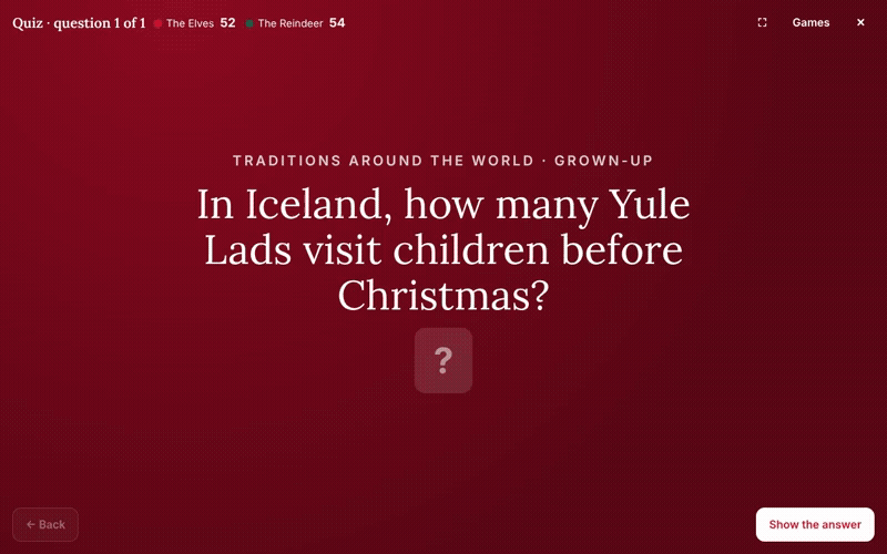 A quiz question revealed, points added, a Top Answers board filling up and the 60-second timer, in the real tool